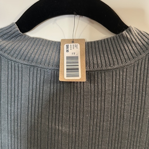 NEW RW&Co Long Sleeve Cutout Mock-Neck Blue Ribbed Stretch Knit Sweater Dress - Picture 8 of 8